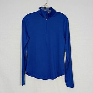 NWT Under Armour Royal Twist S22 Vent Tech 1/4 Zip Blue HeatGear Top Women Sz Md